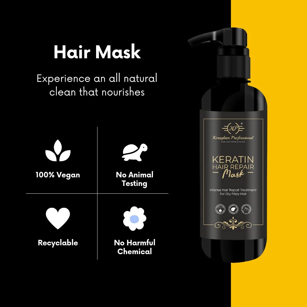 Keratin Sulphate free Smooth Shampoo, Serum & Mask (Combo Pack) by Keraglam Professional