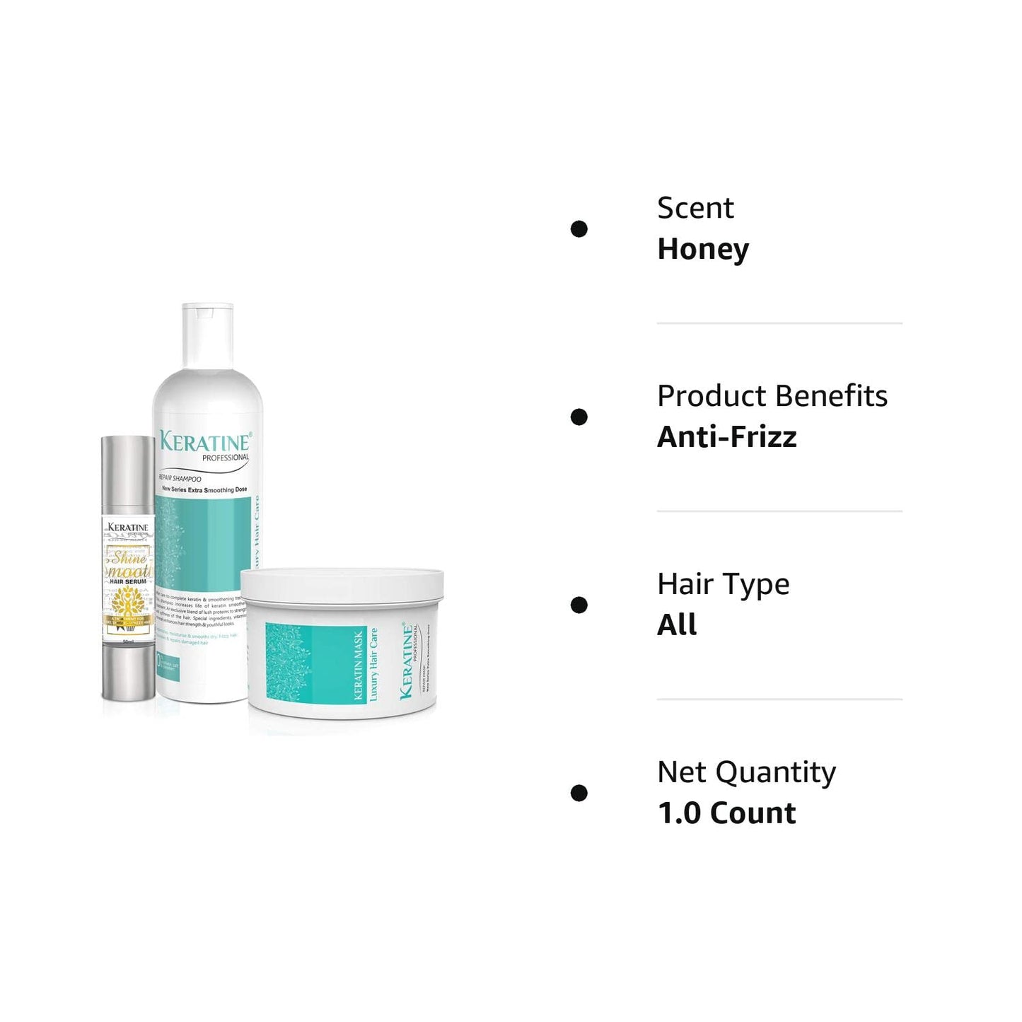 Keratine Professional Sulphate free Smooth Shampoo, Serum & Mask (Combo Pack)