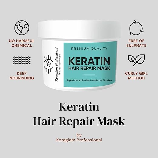 Keratin Smoothing Shampoo, Hair Mask & Hair Serum (Combo Kit) by Keraglam Professional