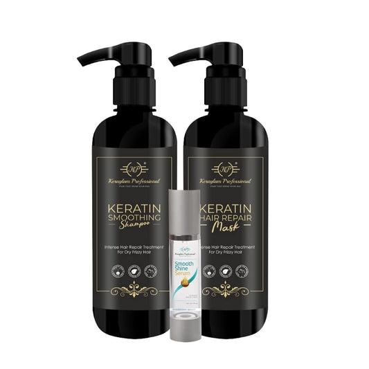 Keratin Sulphate free Smooth Shampoo, Serum & Mask (Combo Pack) by Keraglam Professional