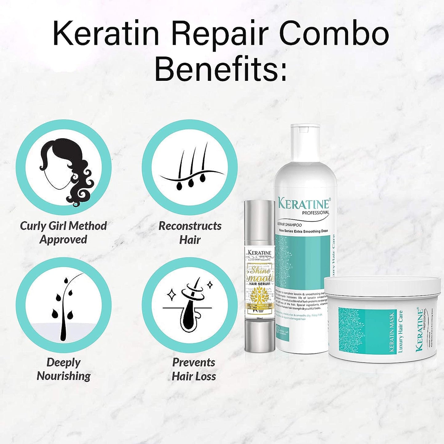 Keratine Professional Sulphate free Smooth Shampoo, Serum & Mask (Combo Pack)